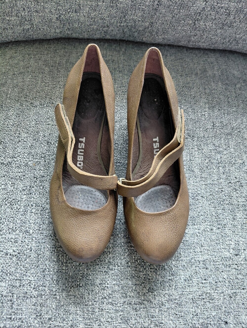 Y2K TSUBO Karris Olive Green Earth Toned Mary Jane Leather Wedges Size 7 - Picture 2 of 7